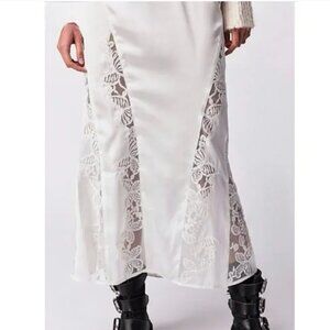 Free People White Lace Midi Skirt